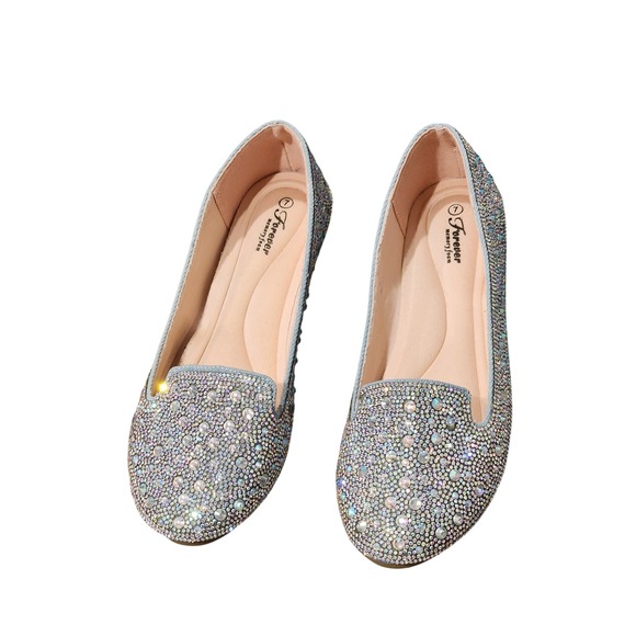 Forever Rhinestone Embellished Ballet Flats Dressy Shoes Party Occasion - Picture 1 of 4